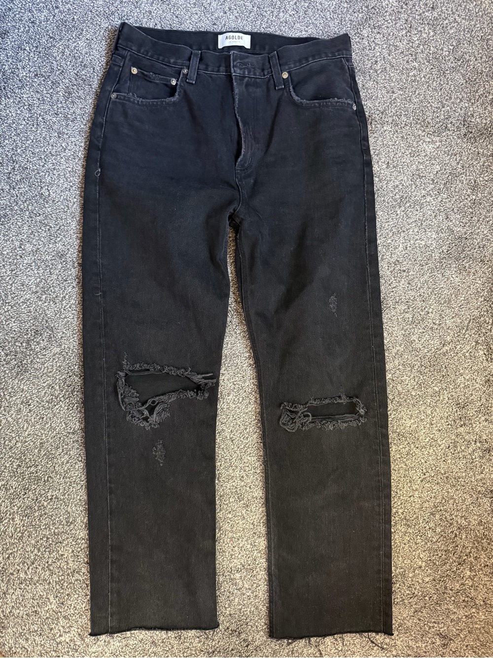 Agolde Black Distressed Relaxed Jeans